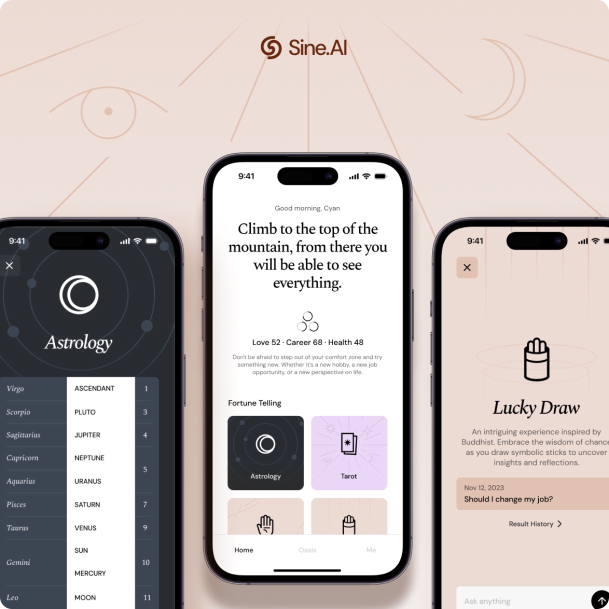 Sine app screens
